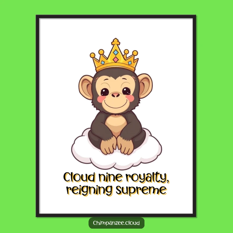Funny Free Printable Wall Art: Chimp King Cloud Throne Humorous Downloadable Art