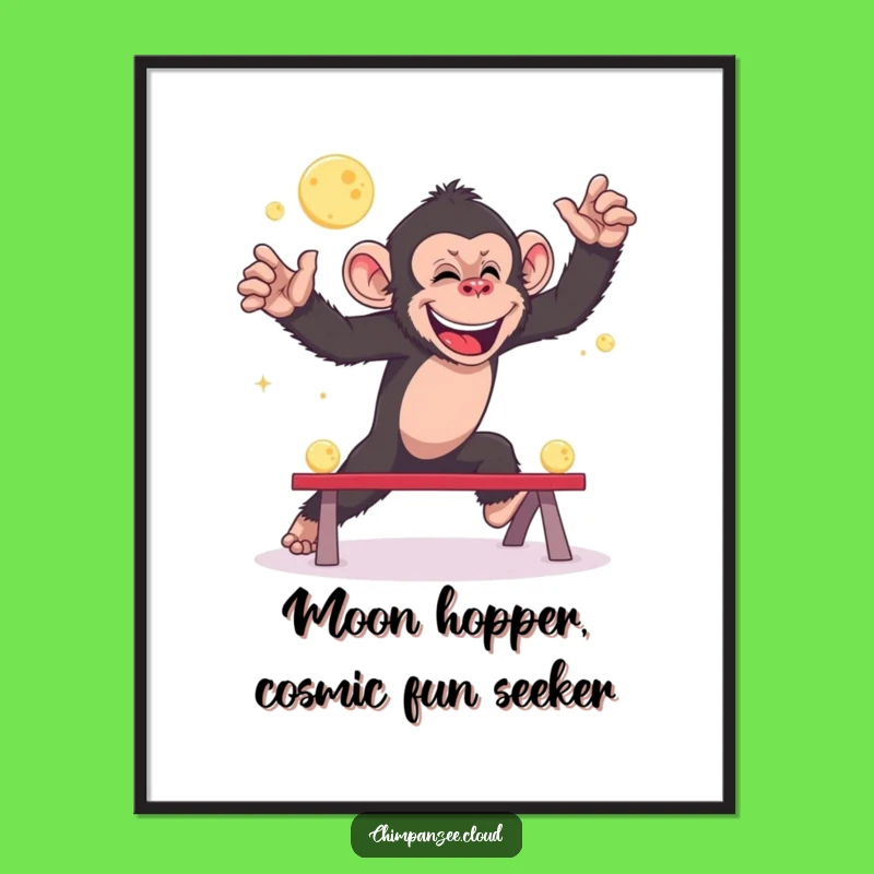 Funny Free Printable Wall Art: Chimp Leapfrogging Moons - Whimsical Downloadable Decor