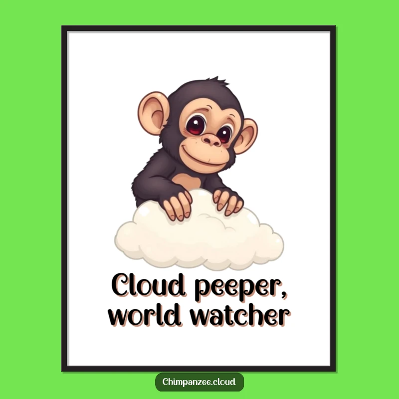 Funny Free Printable Wall Art: Curious Chimp Cloud Peek - Whimsical Downloadable Decor