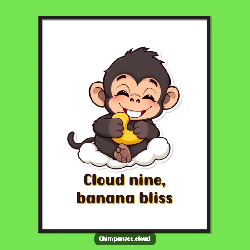 Funny Free Printable Wall Art: Relaxed Chimp with Banana, Downloadable Decor