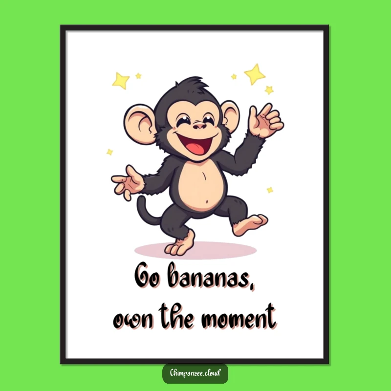 Free Printable Wall Art: Dancing Chimpanzee Star Dust Funny Downloadable Art Gift
