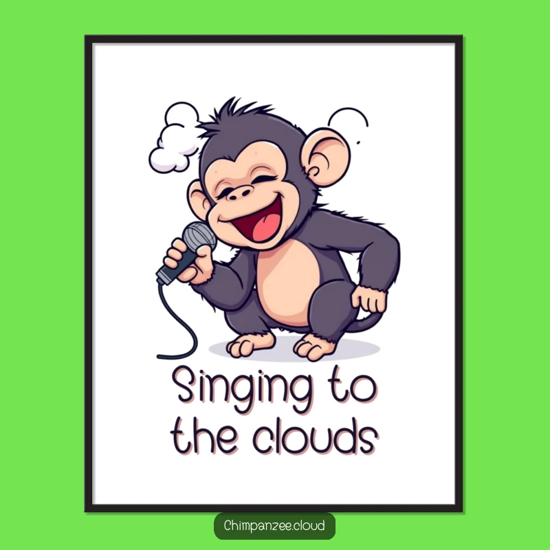 Free Printable Funny Chimp Wall Art: Singing Cloud Star Downloadable Decor