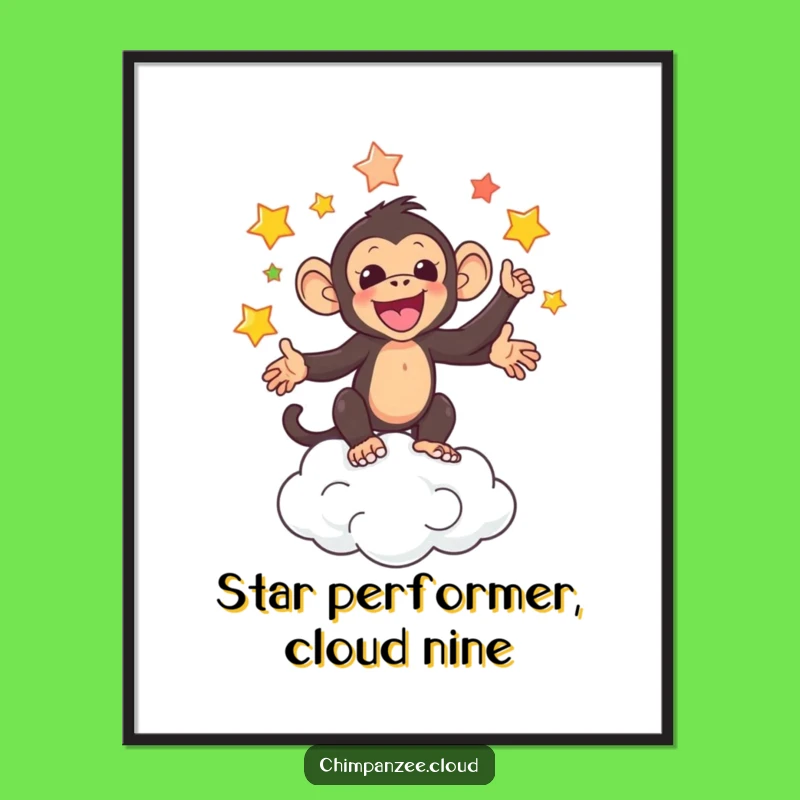 Funny Free Printable Wall Art: Star Juggling Chimp Humorous Downloadable Art