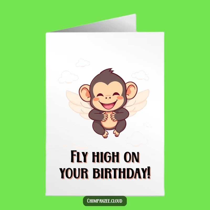 Free Printable Funny Winged Chimp Birthday Card - Soaring Wishes Downloadable Greeting