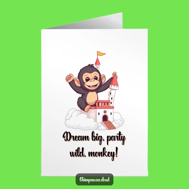 Free Printable Birthday Card: Chimp Cloud Castle Downloadable Gift
