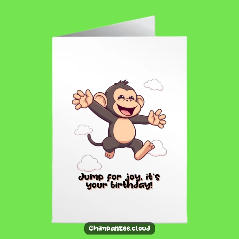 Free Printable Birthday Card: Joyful Chimp Leap, Funny Downloadable Gift