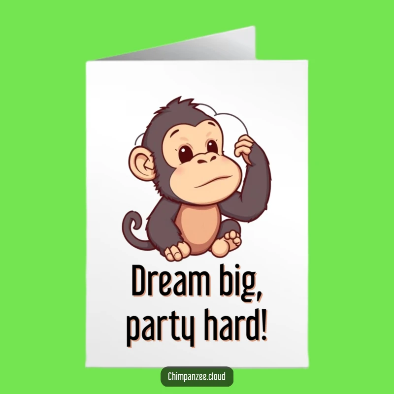 Free Printable Birthday Card: Pensive Chimp, Cloud Shape! Funny Gift