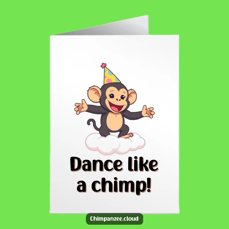 Free Printable Fun Chimp Birthday Card: Joyful Cloud Dancer Humorous Greeting