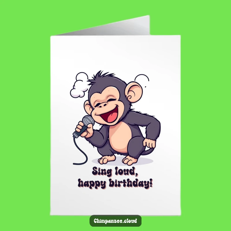 Free Printable Funny Chimp Birthday Card: Singing Cloud Star Humorous Greeting