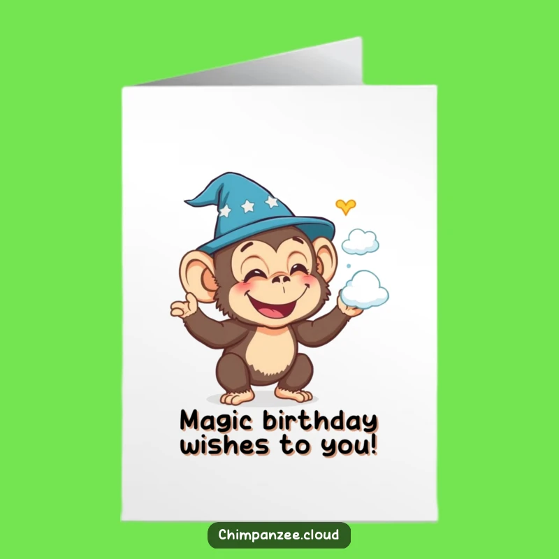 Free Printable Funny Wizard Chimp Birthday Card - Magical Wishes Downloadable Greeting