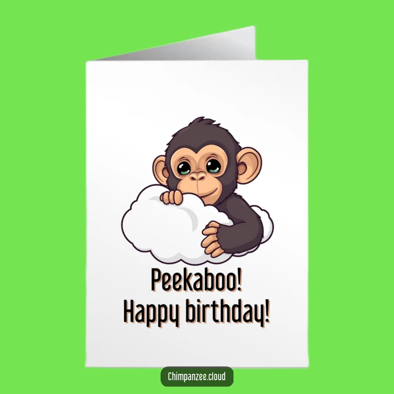 Free Printable Birthday Card: Curious Chimp Peek-a-Boo, Downloadable Humorous Greeting