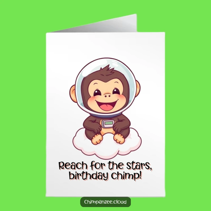 Free Printable Funny Chimp Astronaut Birthday Card - Out of This World Downloadable Greeting