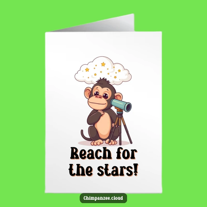 Free Printable Birthday Card: Chimp Star Gazer - Funny Downloadable Gift