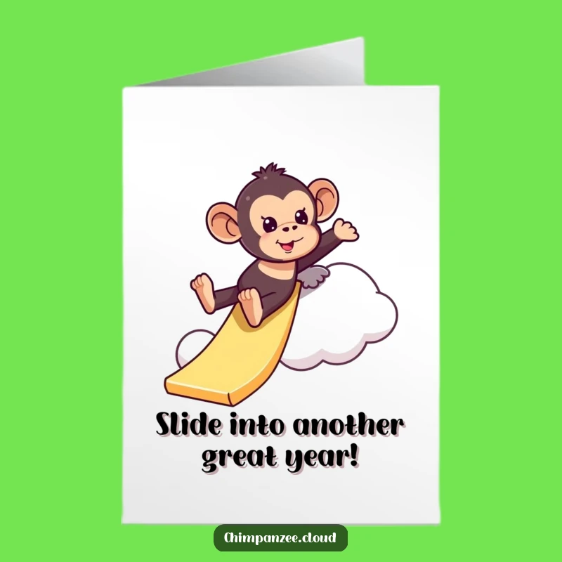 Free Printable Birthday Card: Chimpanzee Cloud Slide, Fun Downloadable Gift!