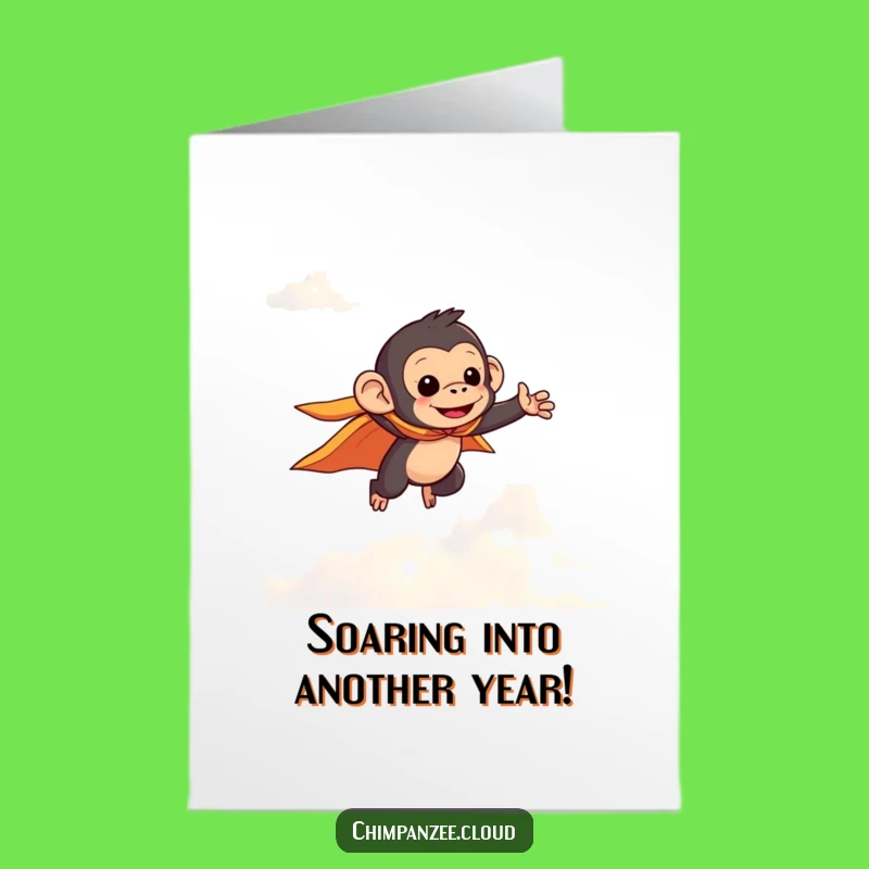 Free Printable Birthday Card: Funny Flying Chimpanzee Cape - Super Downloadable Gift Idea