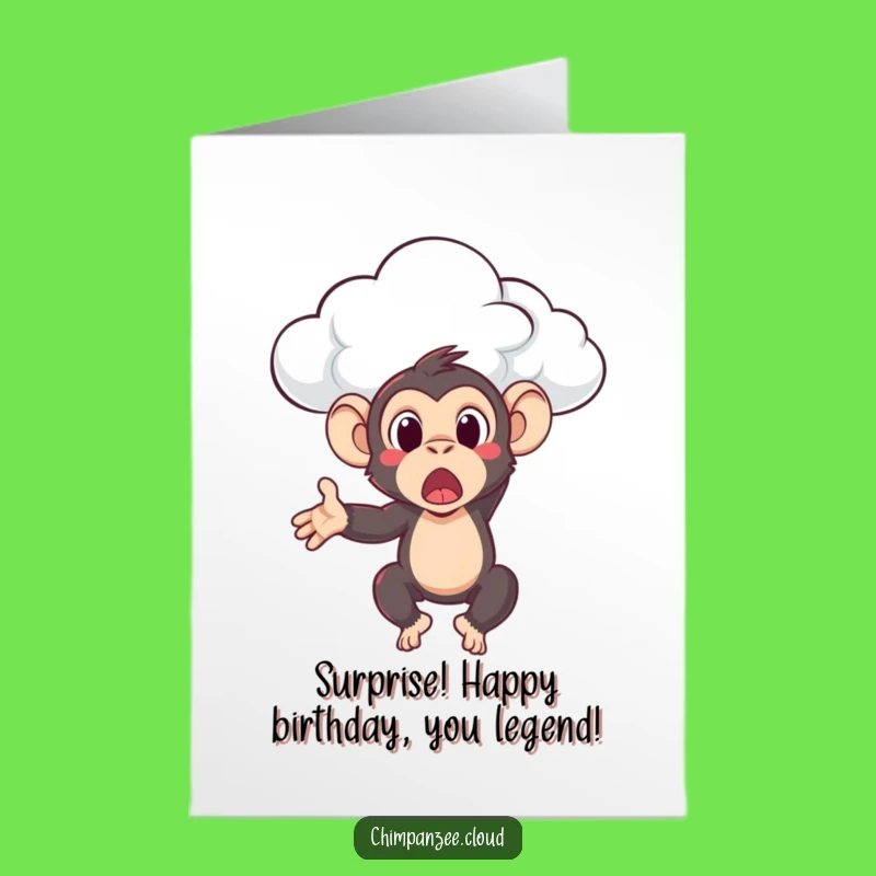 Free Printable Birthday Card: Surprised Chimp Cloud Toss Downloadable Gift