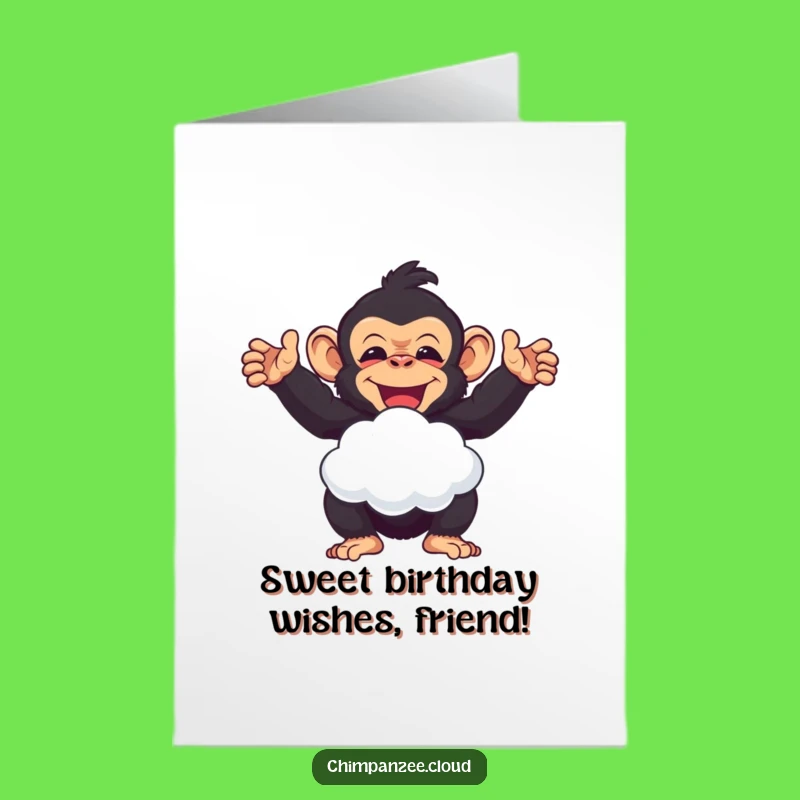 Free Printable Birthday Card: Chimp Cloud Puff, Joyful Vibe, Downloadable Funny Gift