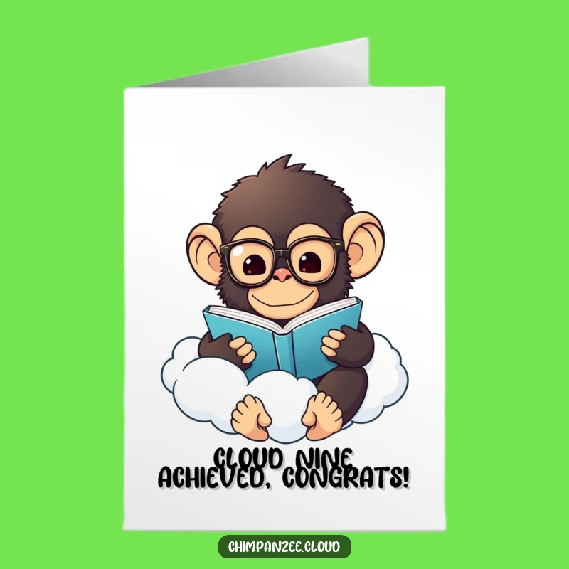 Free Printable Chimp Bookworm Congrats Card: Humorous Cloud Scholar Downloadable Greeting