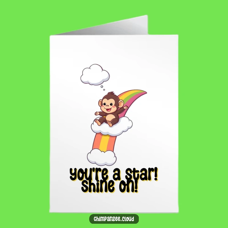 Free Printable Congrats Card: Chimp Rainbow Ride, Funny DIY Downloadable Gift