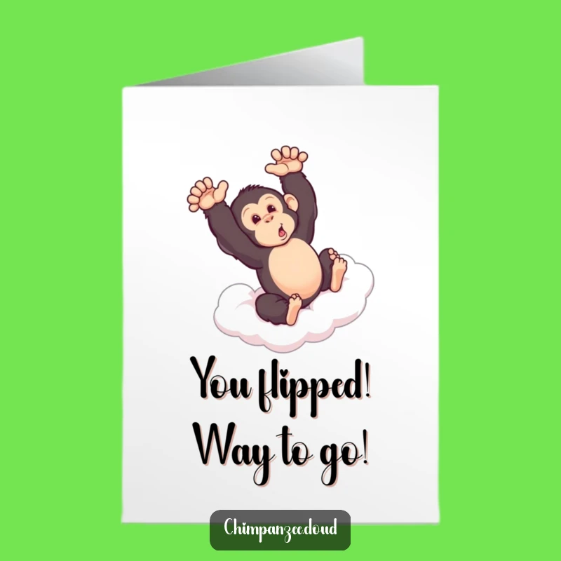 Free Printable Congrats Card: Chimp's Celebration Somersault, Downloadable Humorous Achievement