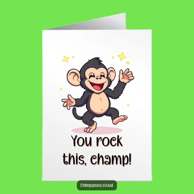 Free Printable Congrats Card: Dancing Chimpanzee Star Dust Fun Downloadable Gift