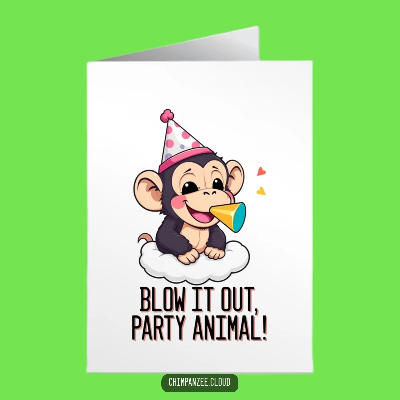 Free Printable Congrats Card: Party Chimpanzee Cloud - Celebration Downloadable Greeting