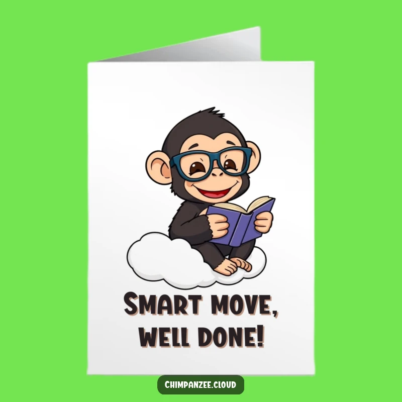 Free Printable Congrats Card: Wise Chimp Reading Book Humorous Downloadable