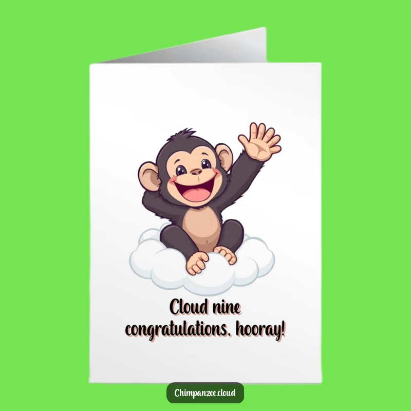 Free Printable Congrats Chimp Card: Waving Cloud Pal Downloadable