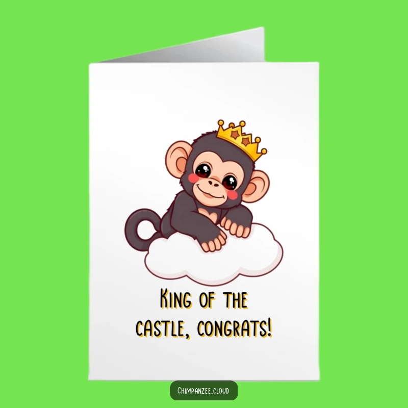 Free Printable Congrats Chimp Card: Crowned Cloud Lounger Downloadable