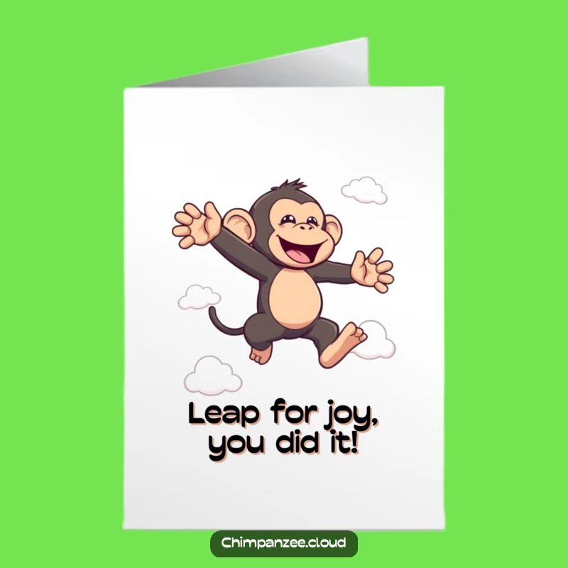 Free Printable Congrats Card: Bouncing Chimp Celebration, Funny Downloadable