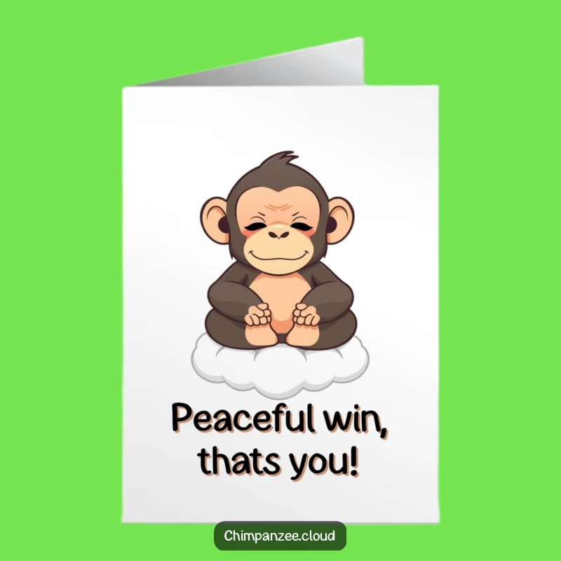 Free Printable Zen Chimpanzee Congrats Card: Peaceful Cloud Meditation Downloadable