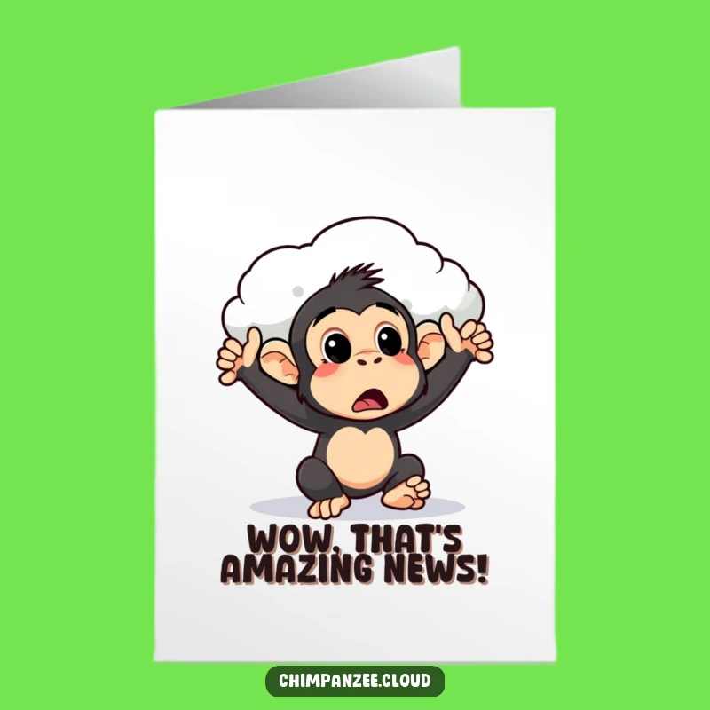 Free Printable Congrats Card: Surprised Chimpanzee Cloud Push, Funny Downloadable Gift!