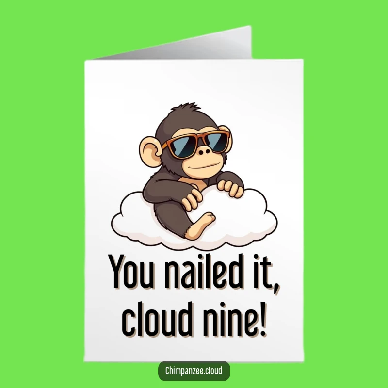 Free Printable Congrats Card: Chimp on Cloud, Sunglasses Style, Awesome Downloadable Success Gift