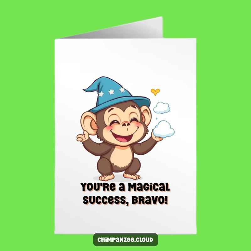 Free Printable Funny Wizard Chimp Congrats Card - Enchanting Success Downloadable Greeting