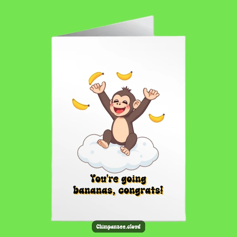 Free Printable Congratulations Card: Chimp Juggling Bananas, A Whimsical Downloadable Gift