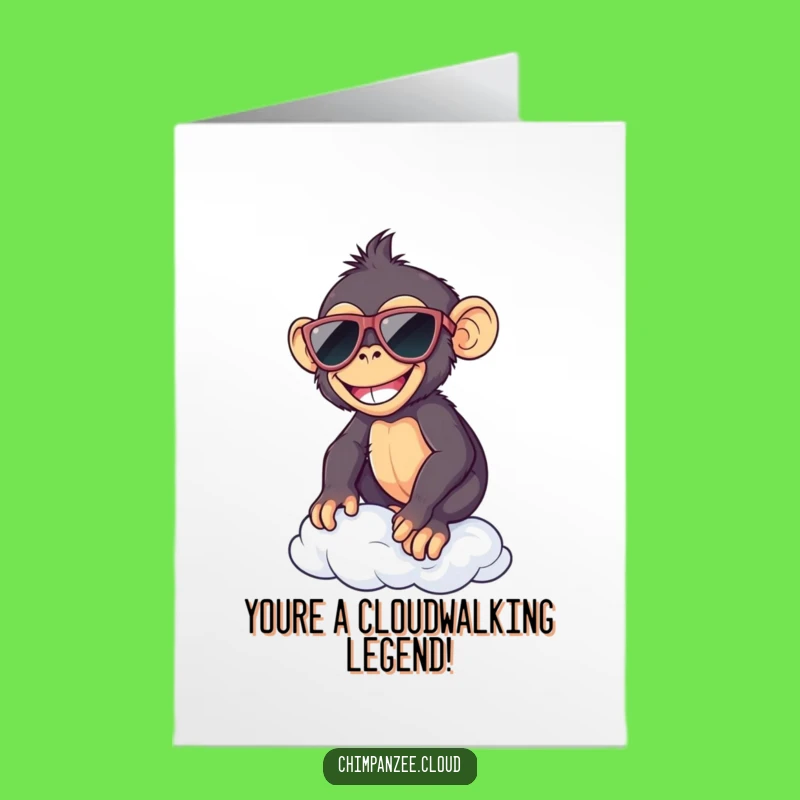 Free Printable Congrats Card: Chimp Sunglasses Cloud Balance - Hilarious Downloadable Gift