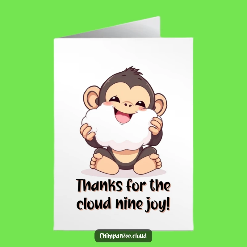 Free Printable Funny Cloud Chimp Thank You Card - Fluffy Gratitude Downloadable