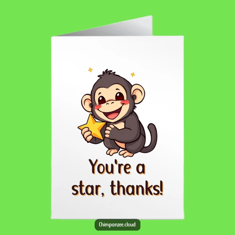 Free Printable Happy Chimp Thanks Card: Funny Downloadable Gift of Gratitude