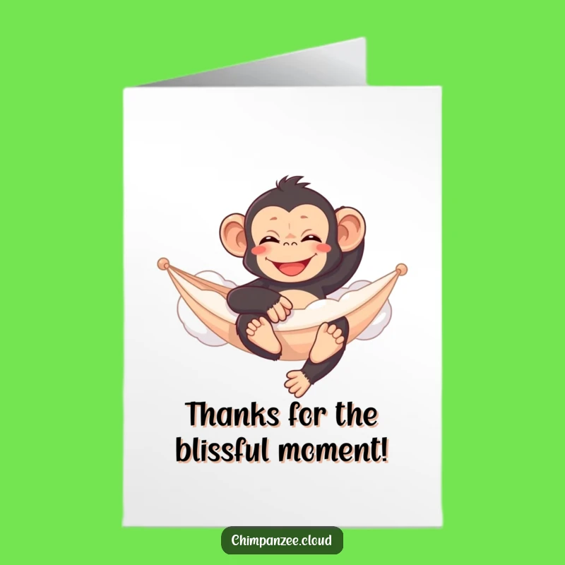 Free Printable Thank You Card: Chimp on Cloud Hammock - Funny Relaxing Gift