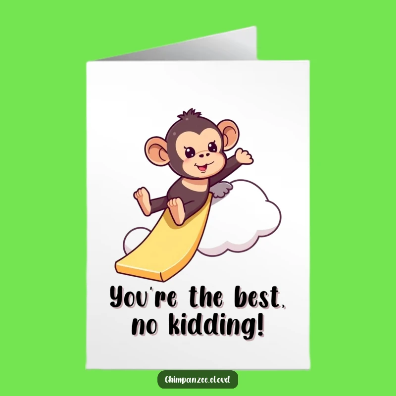 Free Printable Thank You Card: Chimpanzee Cloud Slide, Funny Downloadable Gift!