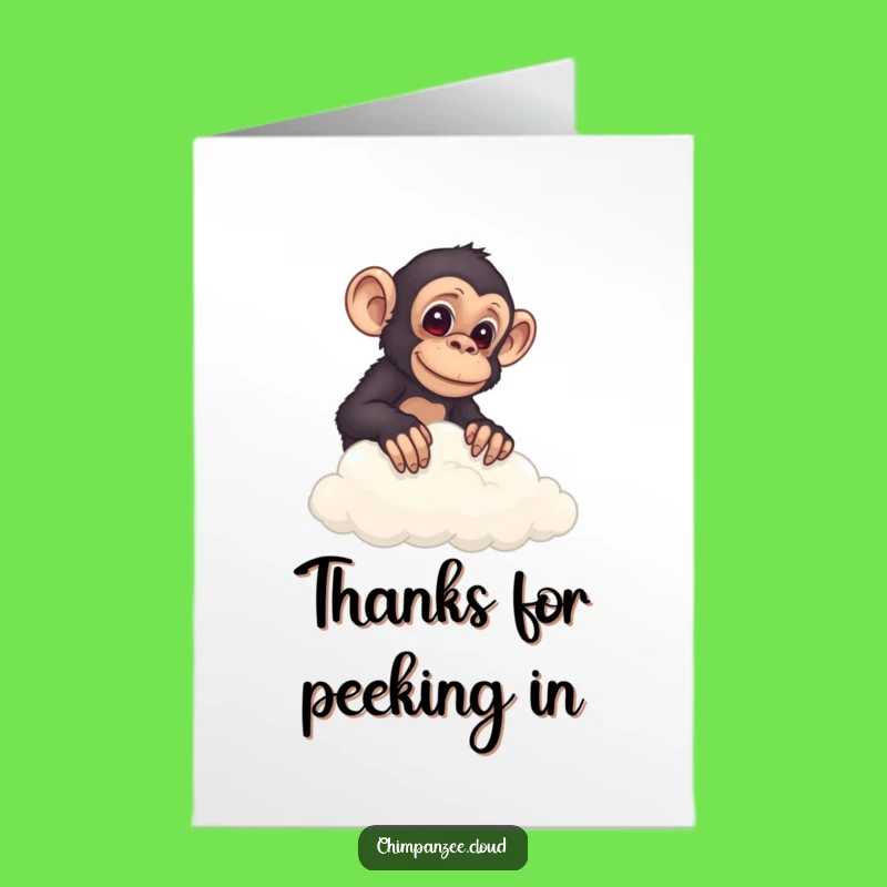 Free Printable Thank You Card: Curious Chimp Cloud Peek - Funny Downloadable Gift