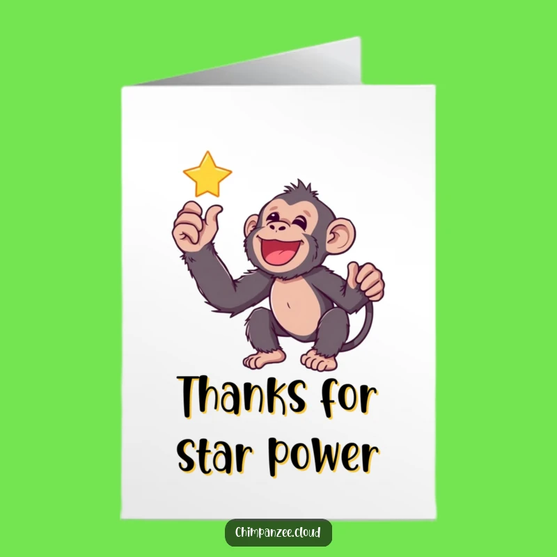 Free Printable Thank You Card: Happy Chimp Star Reach - Grateful Downloadable Gift