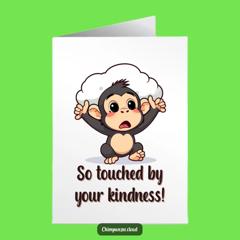 Free Printable Thank You Card: Surprised Chimpanzee Cloud Push, Funny Downloadable Gift!