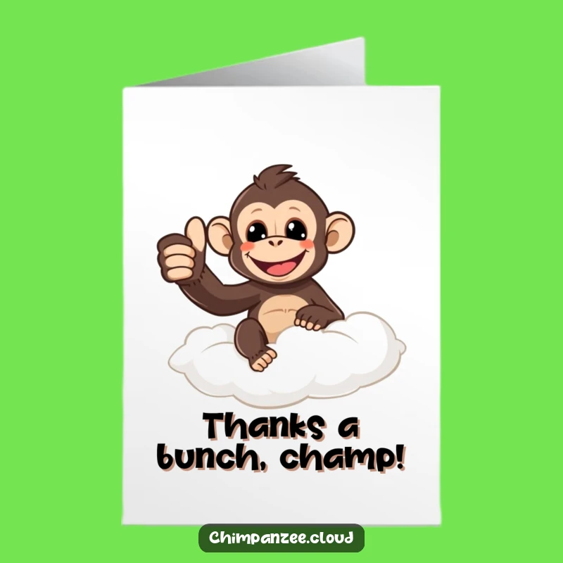 Free Printable Thank You Card: Thumbs Up Chimpanzee Cloud - Grateful Downloadable Greeting