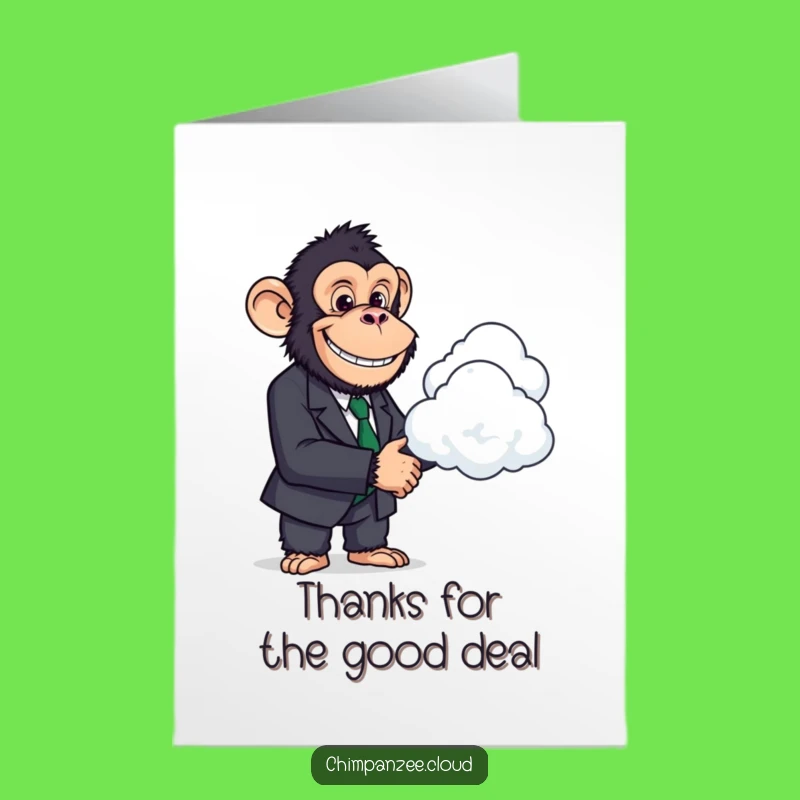 Free Printable Thank You Chimp Card: Humorous Business Handshake Downloadable Greeting