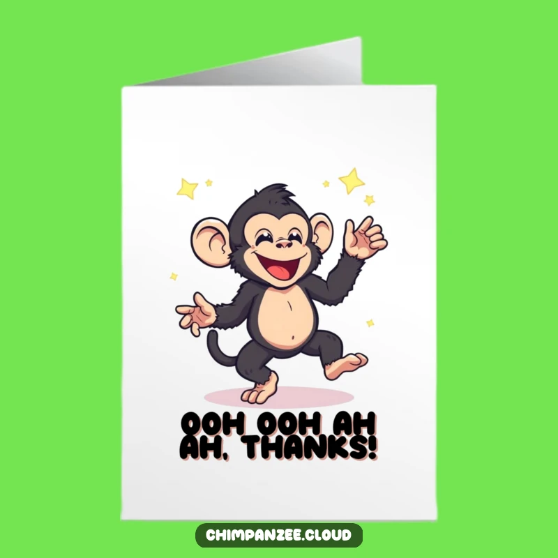 Free Printable Thank You Card: Dancing Chimpanzee Star Dust Funny Downloadable Gift