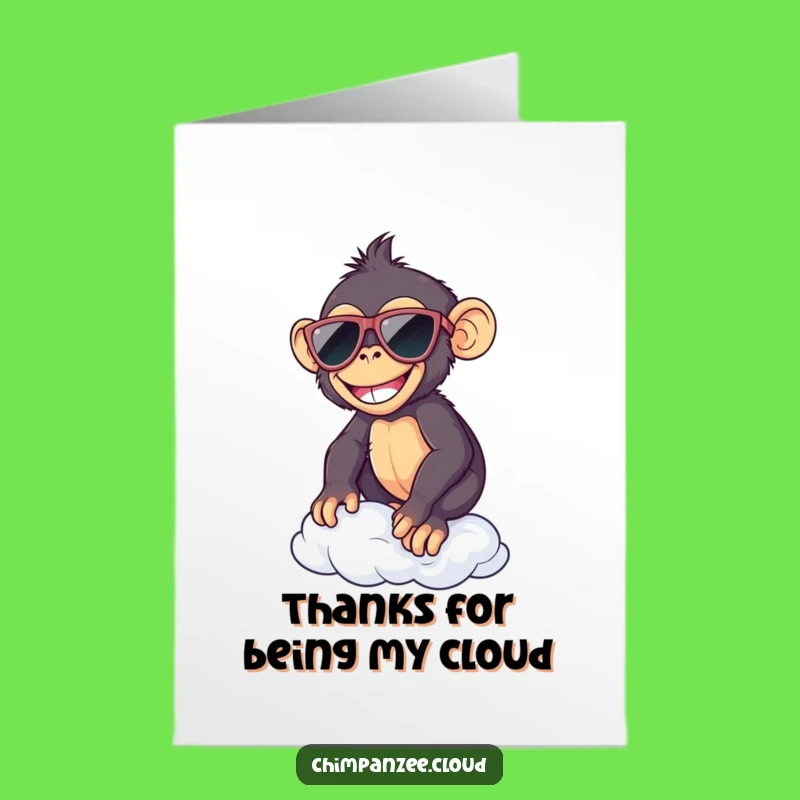 Free Printable Thank You Card: Chimp Sunglasses Cloud Balance - Humorous Downloadable Gift