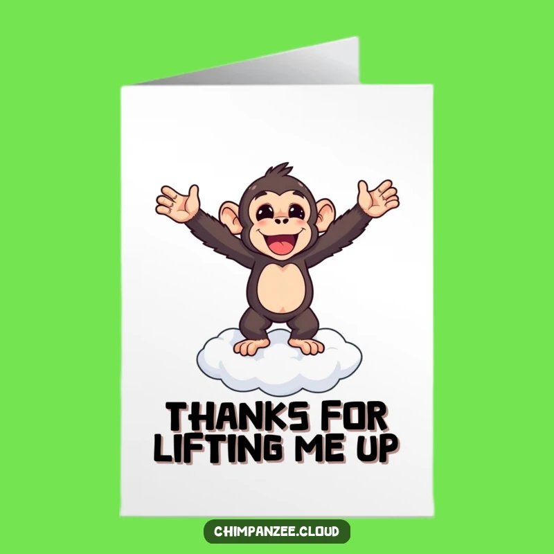 Free Printable Triumphant Chimpanzee Thank You Card: Cloud Top Victory Gratitude