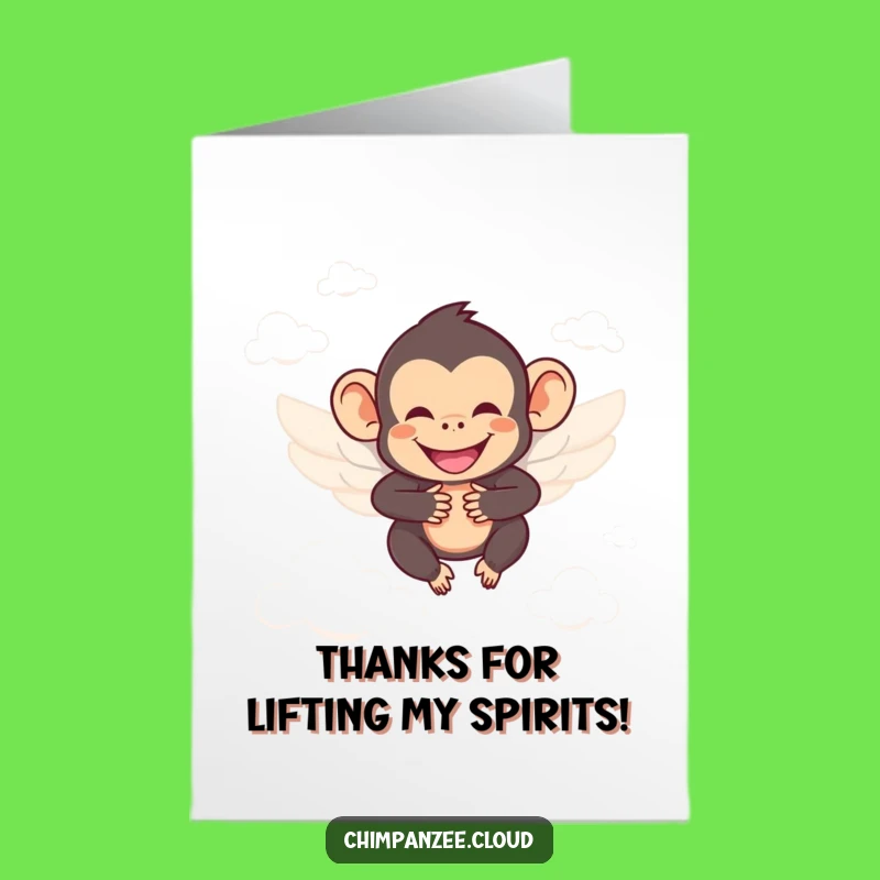 Free Printable Funny Winged Chimp Thank You Card - Soaring Gratitude Downloadable