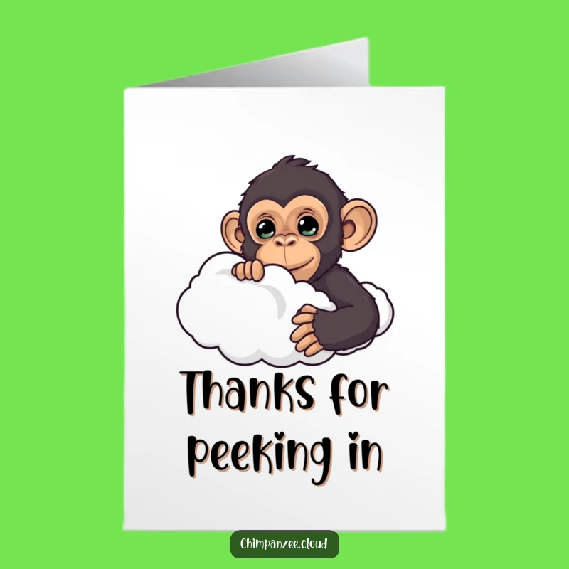 Free Printable Thank You Card: Chimp's Thankful Peek, Downloadable Humorous Gratitude